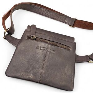 Happy Cow Vegetable-Tanned Genuine Leather fanny pack belt bag, Brown